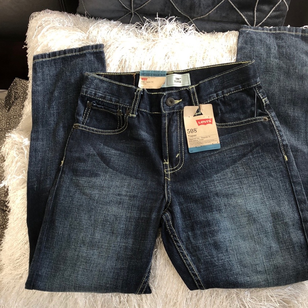 Cute LEVI’S Boys 508 Quincy Taper Fit Blue Jeans